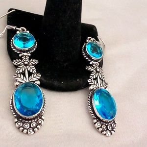 Huge gorgeous topaz dangles set in tibetan silver (non alloy) beautifully crafte